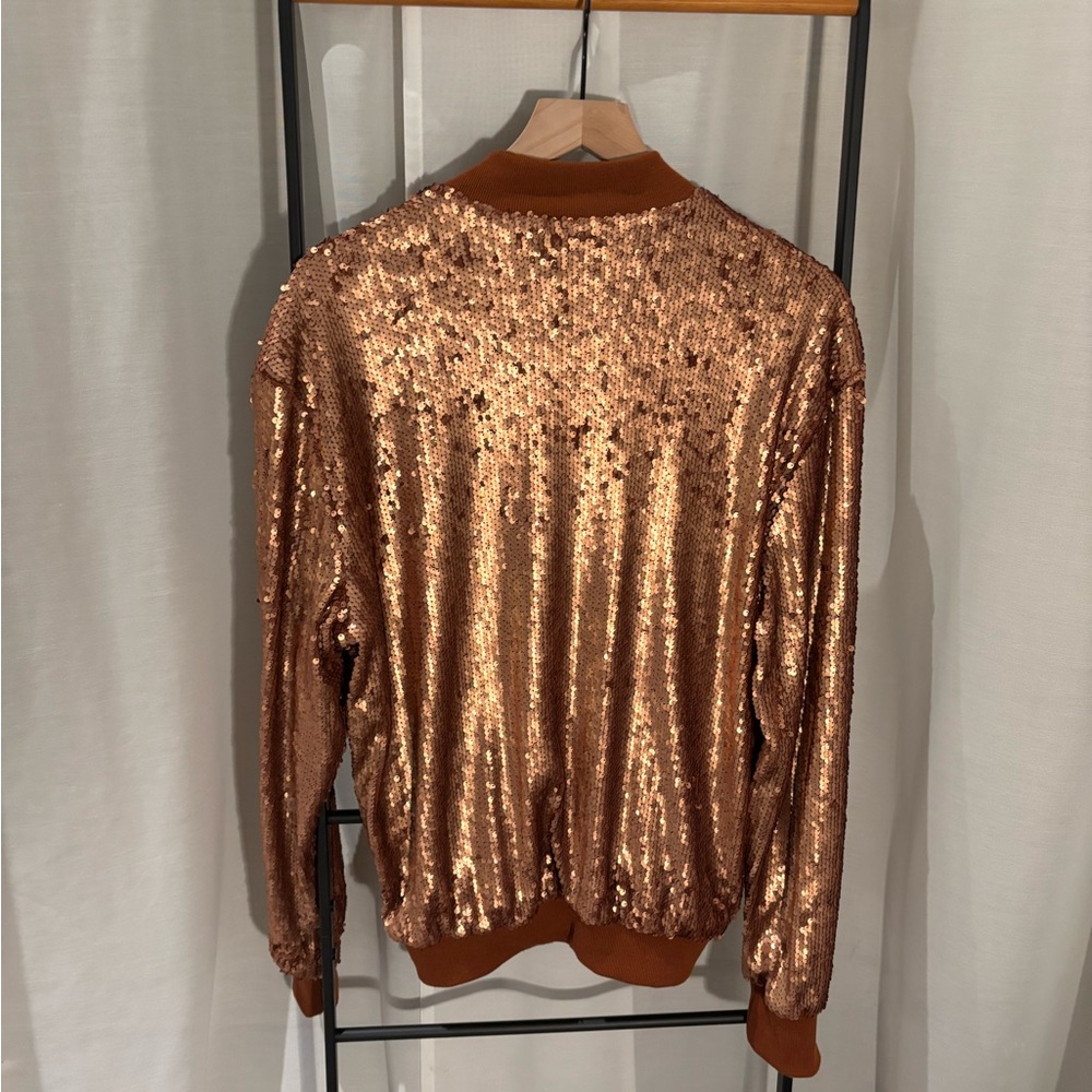 Copper Sequin Bomber Jacket, Size 10, by PrettyLittleThing - Picture 2 of 6